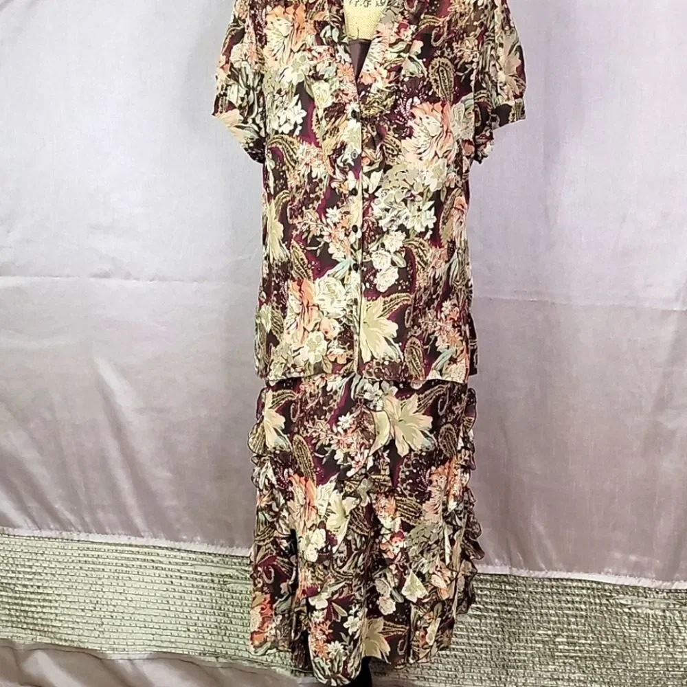 NYGARD‎ COLLECTION 3 PC. Silk Skirt Set 14 Petite
